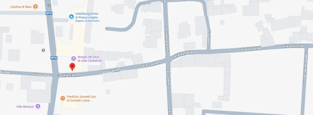 Mappa di Google con la posizione del Museo del Vino Villa Canestrari in Via Castello a Illasi, provincia di Verona