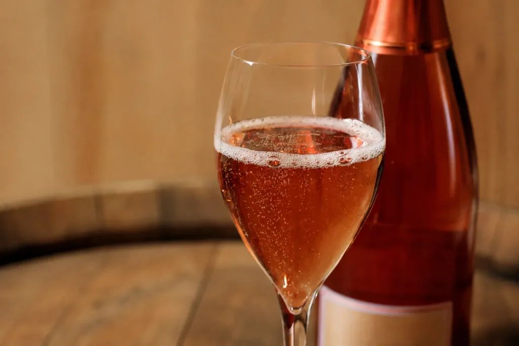 Calice di Franciacorta Rosé durante una degustazione
