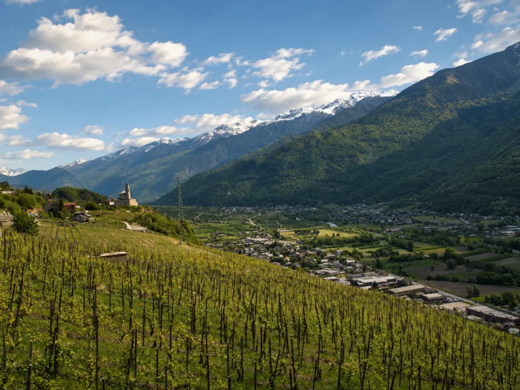 Vigneti terrazzati della Valtellina sul versante retico