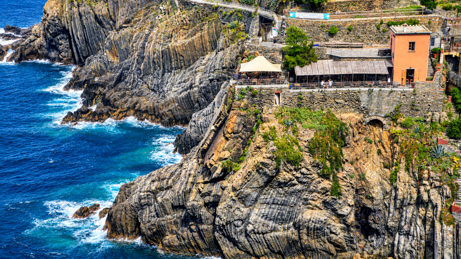 Vigneti terrazzati delle Cinque Terre affacciati sul Mar Ligure