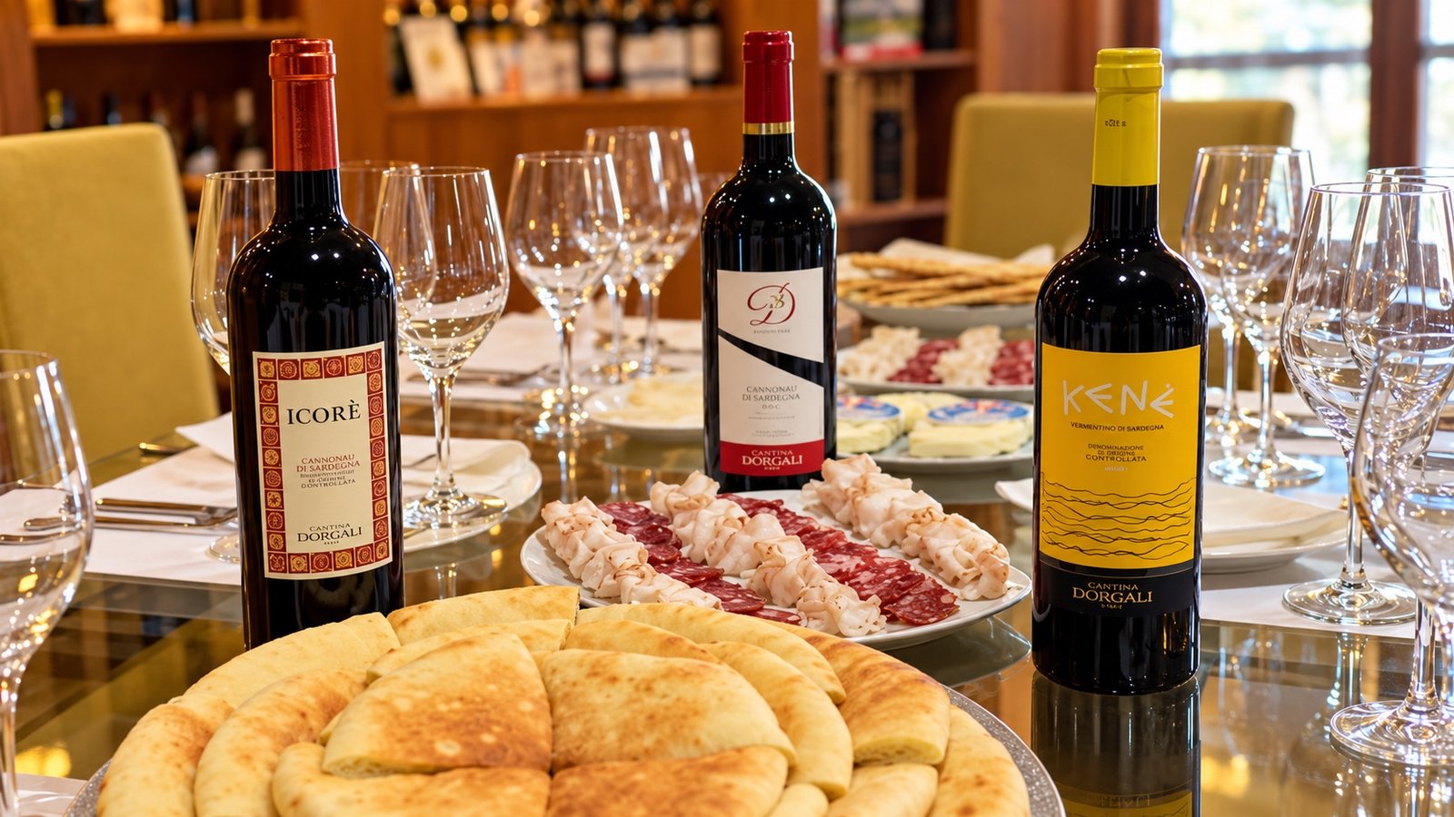 Vini Icorè, D53 e Kène con prodotti locali nell’enoteca della Cantina Dorgali