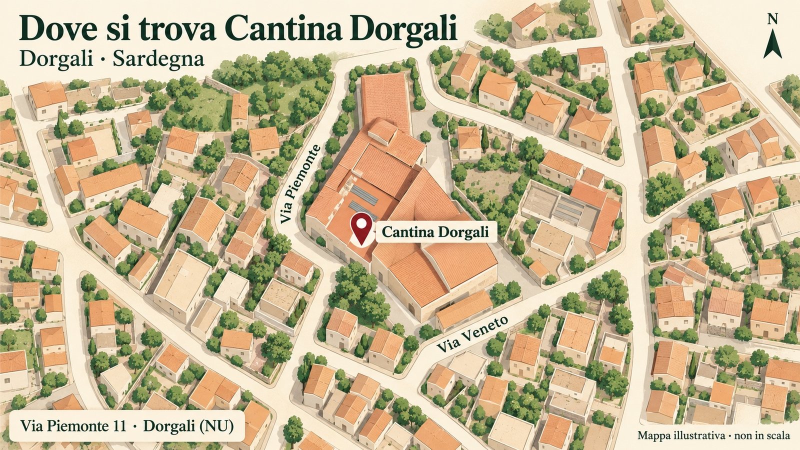 Mappa illustrativa della Cantina Dorgali in Via Piemonte 11 a Dorgali