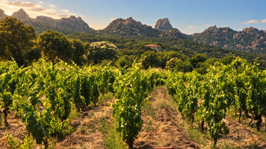 Vigneti tra i rilievi granitici di Aggius, in Gallura