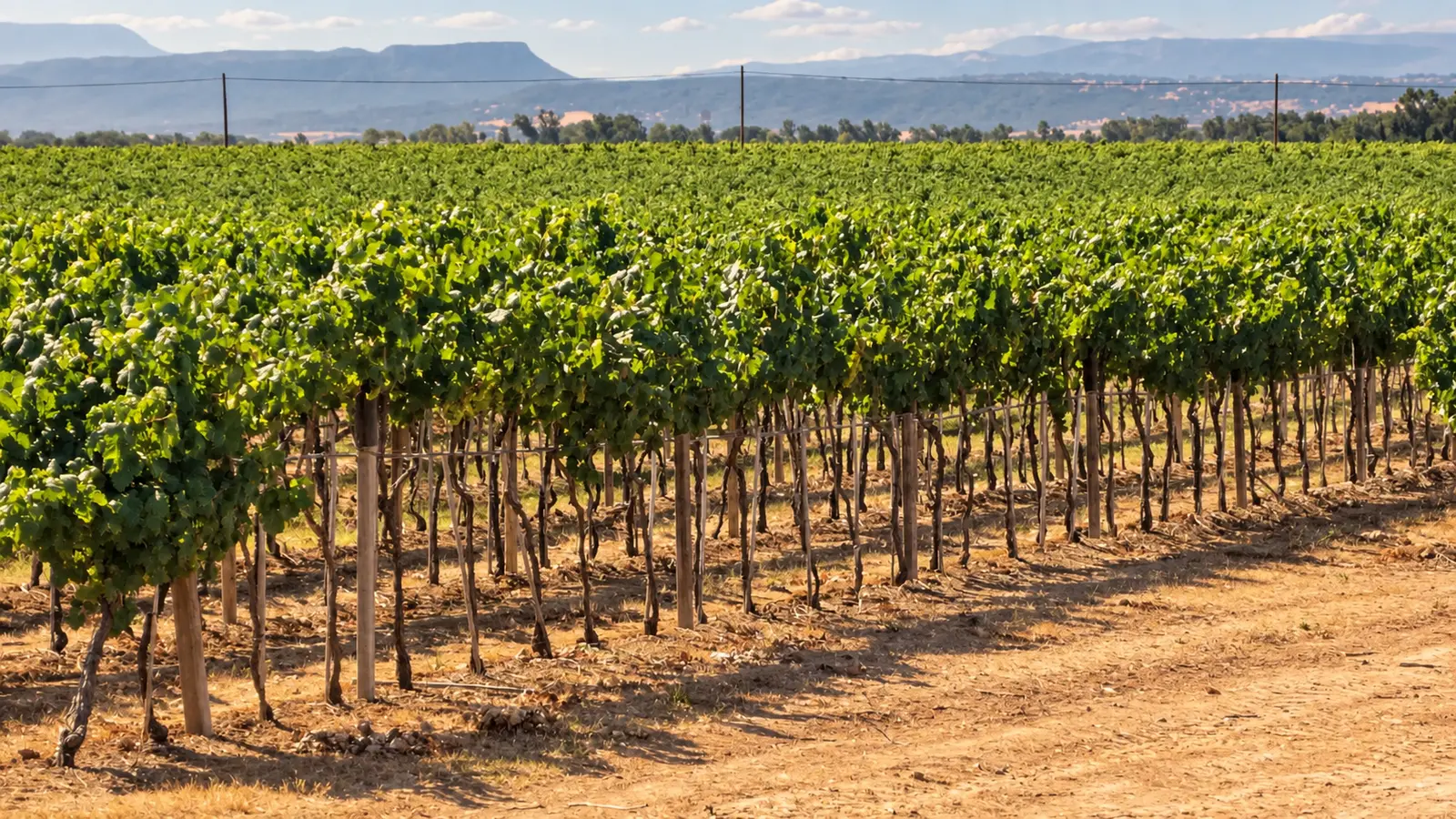 Filari della tenuta Sella & Mosca nella campagna di Alghero
